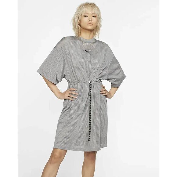 Nike Dresses & Skirts - nike L lab mesh jersey cinch dress sport short sleeved oversized